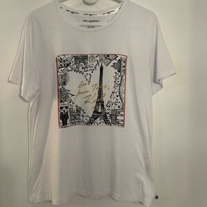 Karl Lagerfeld White Paris Graphic Tee